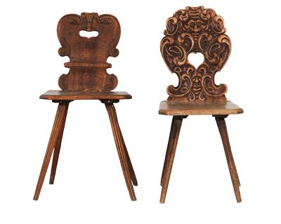 Two early plank chairs, - Castello Schwallenbach - Collezione Reinhold Hofstätter (1927- 2013)