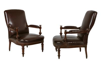 A pair of English, Victorian armchairs, - Selected by Hohenlohe