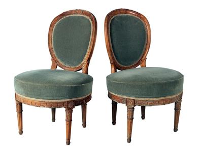 A pair of Josephinian fireside armchairs, - Selected by Hohenlohe