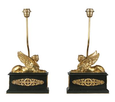 A pair of sphinx table lamps, - Selected by Hohenlohe