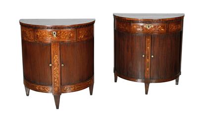Two slightly different semicircular salon cabinets, - Selected by Hohenlohe