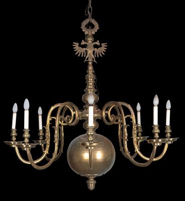 A large Baroque brass chandelier, - Collezione Reinhold Hofstätter