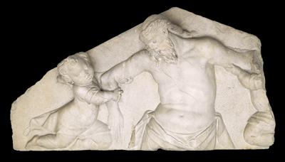 Tympanon Relief, Christus von zwei Engeln gestützt, - Sammlung Reinhold Hofstätter
