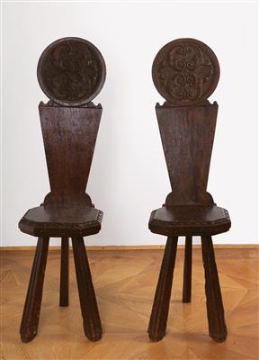 Two Italian Renaissance plank chairs, - Collezione Reinhold Hofstätter