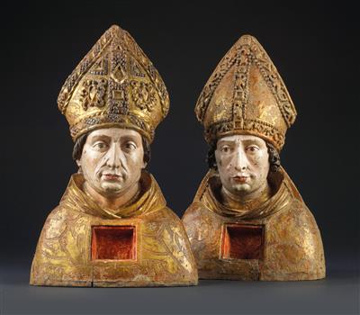 Two late Gothic reliquary busts, - Collezione Reinhold Hofstätter