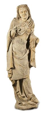 Gotische Sandsteinfigur einer klugen Jungfrau, - Sammlung Reinhold Hofstätter