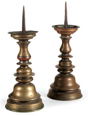 A pair of pricket candlesticks ‘Scheibenleuchter’, - Collection Reinhold Hofstätter