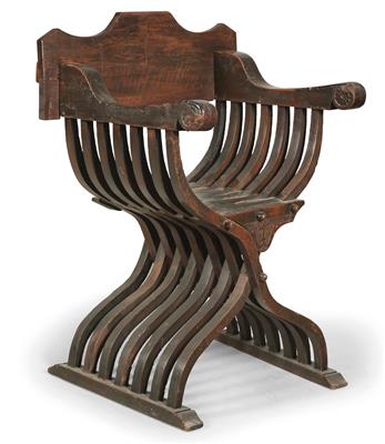 A Renaissance X-frame chair, - Collezione Reinhold Hofstätter