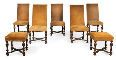 A set of 6 early Baroque chairs and 2 stools, - Collezione Reinhold Hofstätter