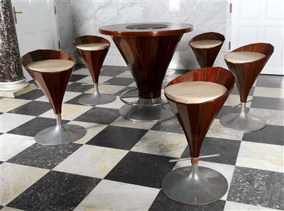 A set of five barstools with bar table, - Collezione Reinhold Hofstätter