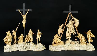 Two finely carved Calvary groups, - Collection Reinhold Hofstätter