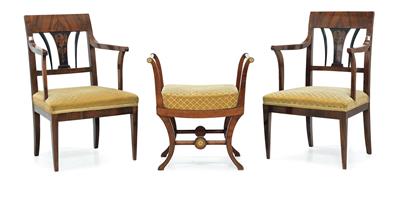2 Neo-Classical armchairs, - Di provenienza aristocratica
