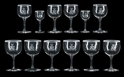 Lobmeyr glasses with monogram NL and five-tined crown of nobility, - Property from Aristocratic Estates and Important Provenance