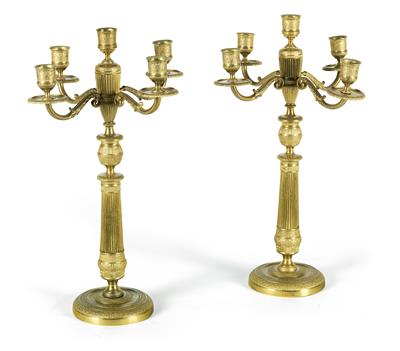 A pair of five-arm candelabra, - Majetek aristokratického původu a předměty důležitých proveniencí