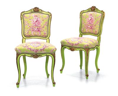 A pair of small chairs in Rococo style, - Aus aristokratischem Besitz