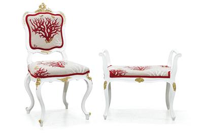 A chair and stool in Baroque style, - Aus aristokratischem Besitz