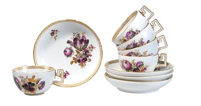 5 cups, 4 saucers, Meissen, Marcolini Period (1774–1814) - Property from Aristocratic Estates and Important Provenance