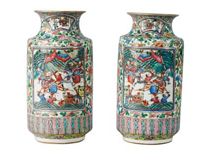 A Pair of ‘Famille Rose’ Vases, - Property from Aristocratic Estates and Important Provenance