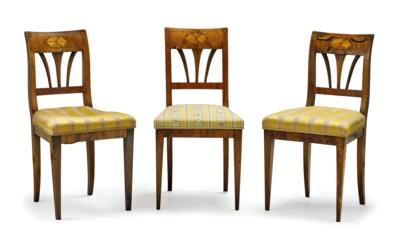 A Set of 3 Biedermeier Chairs, - Property from Aristocratic Estates and Important Provenance