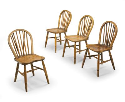 A Set of 4 Slightly Different Plank Chairs, - Di provenienza aristocratica