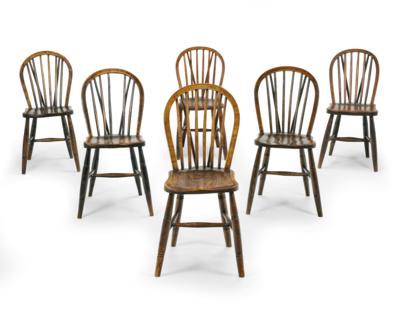A Set of 6 Slightly Different Plank Chairs, - Majetek aristokratického původu a předměty důležitých proveniencí