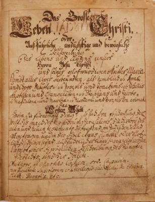 Cochem, Martin von, OFMCap, d. i. Martin Linus, - Autografy, rukopisy, dokumenty