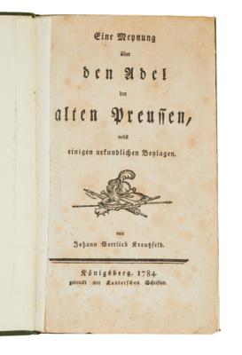 Druck: Johann Gottlieb Kreuzfeld, Eine Meynung über den Adel der alten Preussen - Autographs, manuscripts, documents