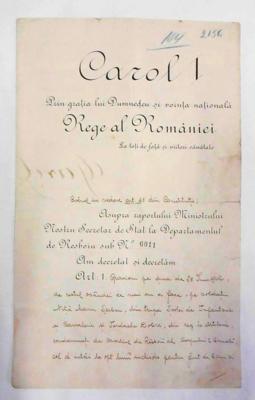 Karl I., König von Rumänien, - Autographs, manuscripts, documents