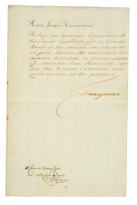 Katharina II., - Autographs, manuscripts, documents