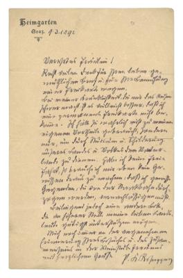 Rosegger, Peter, - Autographen, Handschriften, Urkunden