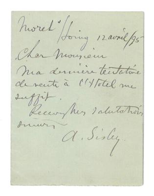 Sisley, Alfred, - Autografi, manoscritti, documenti