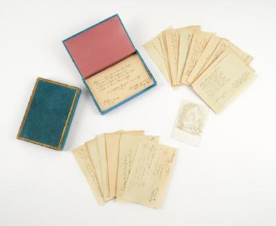 Stammbuchkassette mit ca. 52 Einzelblättern aus den Jahren 1826 – 1853, - Autographen, Handschriften, Urkunden