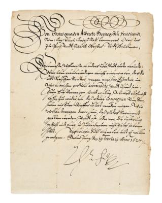 Wallenstein, Albrecht Wenzel Eusebius, - Autographen, Handschriften, Urkunden