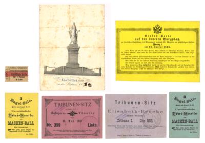 Wien, Konvolut von 6 Einlass- bzw. Eintrittskarten, 19. Jh., - Autographen, Handschriften, Urkunden