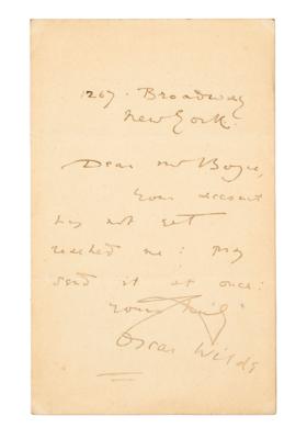 Wilde, Oscar, - Autographen, Handschriften, Urkunden