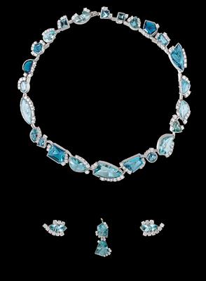A brilliant and aquamarine jewellery set - Gioielli