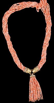 A brilliant and coral ‘lions’ necklace - Jewellery