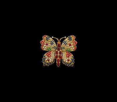Brillant Farbstein Brosche Schmetterling - Juwelen