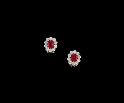Brillant Rubin Ohrclips - Juwelen