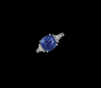 Diamant Ring mit unbehandeltem Saphir ca. 4,20 ct - Juwelen