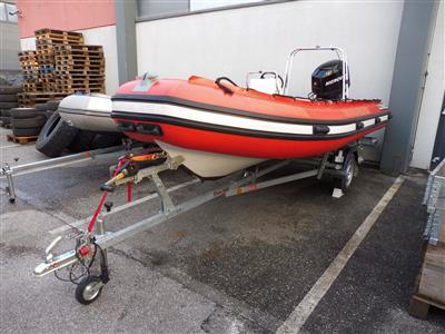Motorboot "Lomac 450 Open" auf Einachsanhänger "Pongratz PBA500", - Fahrzeuge und Technik