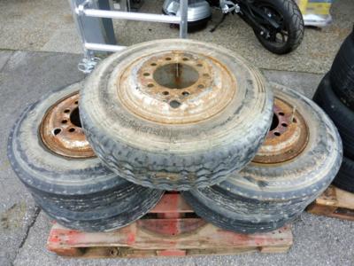 5 Reifen mit Felgen für Tieflader, - Fahrzeuge und Technik