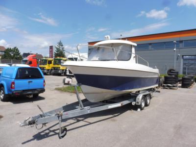 Motorboot "Quicksilver 620 Timonier" auf Anhänger "Harbeck BT 200", - Fahrzeuge & Technik