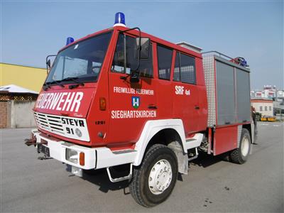 Feuerwehr-LKW "Steyr 1291", mit Seilwinde und Heckkran "HMF 1502K2D", - Macchine e apparecchi tecnici