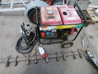Stromaggregat "Impos" mit Pumpe "Mast T8", - Baumaschinen, Fahrzeuge und Technik