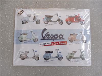 Werbeschild "Vespa Modelle", - Fahrzeuge und Technik
