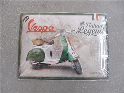 Werbeschild "Vespa The Italian Legend", - Fahrzeuge und Technik