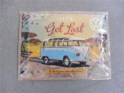 Werbeschild "VW Bulli let's get lost", - Motorová vozidla a technika