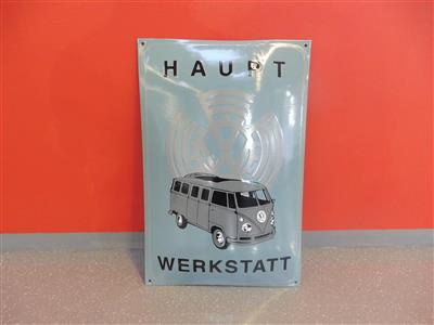 Werbeschild "VW Hauptwerkstatt", - Motorová vozidla a technika