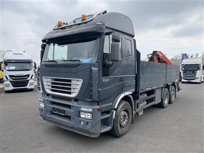 LKW "Iveco Stralis 260 S48 Y/FS Pritsche Automatik (Euro 3)" mit Heckladekran "Palfinger PK 15002", - Cars and vehicles